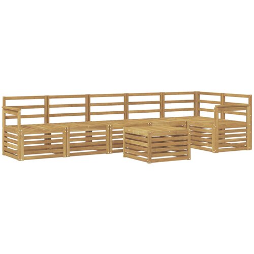  Set vanjskih sofa 7 kom. Bijela Čvrsto drvo akacije Slike