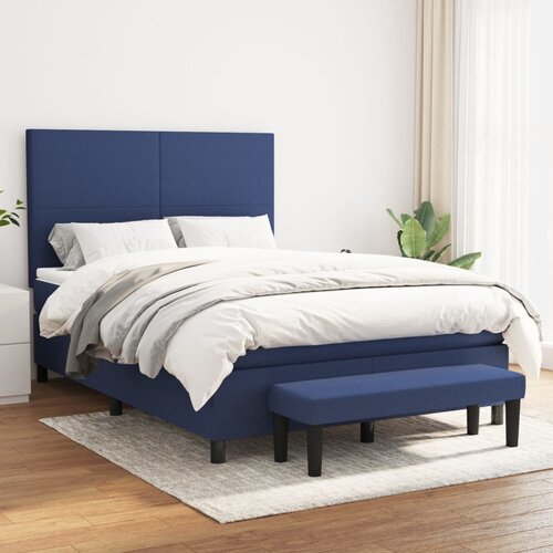 The Living Store Box spring postelja z vzmetnico moder 140x190 cm blago - Box Spring Postelja, (21514492) Cene