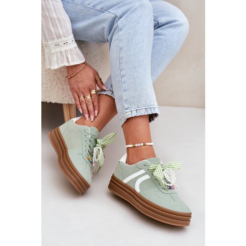 Boto Women Sneakers On Platform With Decorations Green Vinness Cijene