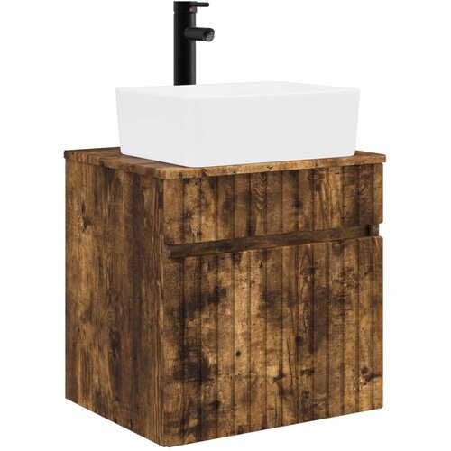 vidaXL Lavabo - Umivaonik s policom za zid Dimljeni hrast 49 x 41 x 63 cm - Dimljeni hrast Cijene