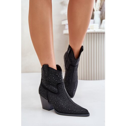 Kesi Decorated cowboy ankle boots with pointed toes S.Barski black Slike