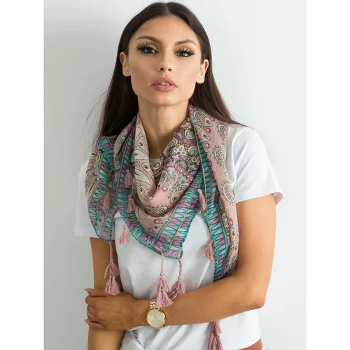 Fashion Hunters Light pink scarf with ethnic print