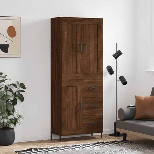 VidaXL Visoka komoda rjav hrast 69,5x34x180 cm inženirski les Slike