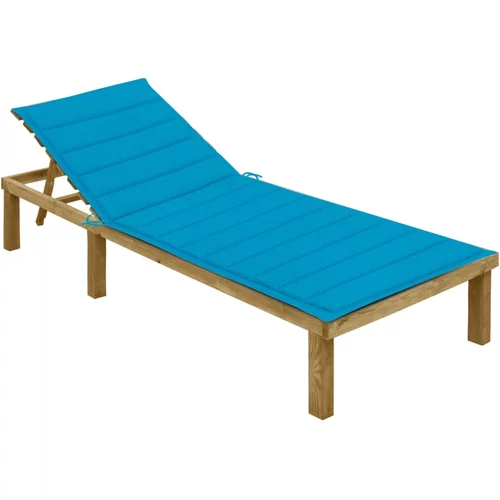 vidaXL Ležaljka za sunčanje s plavim jastukom od impregnirane borovine