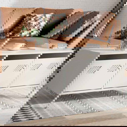 vidaXL Klubska mizica bela 101,5x50x43,5 cm valjano jeklo Cene