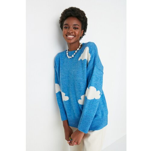 Trendyol Blue Jacquard Knitwear Sweater Slike