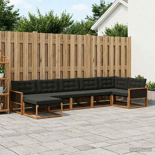  Set vanjskih sofa 7 kom. Prirodna i crna Čvrsto drvo akacije Cene