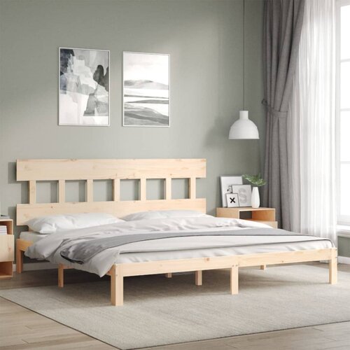 The Living Store Posteljni okvir z vzglavjem trden les - Posteljni Okvir, (21524613) Slike