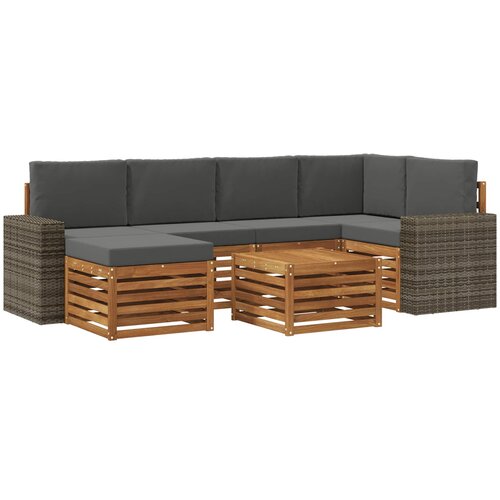 vidaXL Kotna sedežna garnitura z blazino 7 pcs Naravna in antracitna, (5000271182) Cene