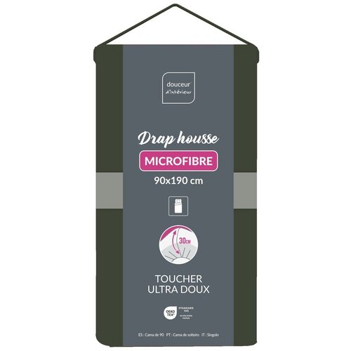 Douceur d int&amp;eacute;rieur Kaki zelena napenjalna rjuha iz mikrovlaken 90x190 cm Oscar &amp;ndash; Slike