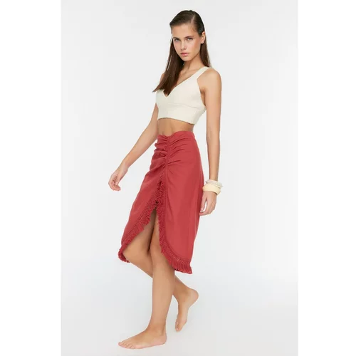 Trendyol Cinnamon Tassel Detailed Pleated Skirt