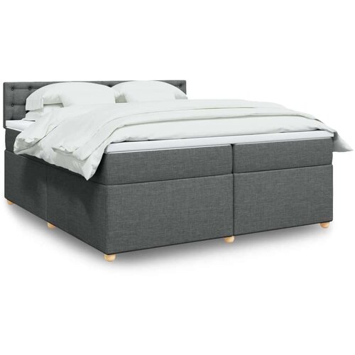 VidaXL Krevet s oprugama i madracem tamnosivi 200 x 200 cm od tkanine Slike