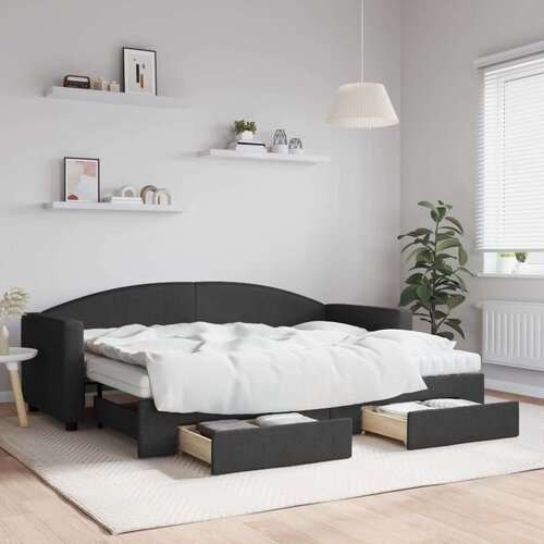 VidaXL dnevni krevet na razvlačenje s ladicama crni 80x200 cm tkanina Slike