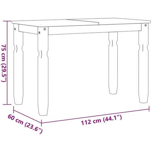 VidaXL Blagovaonski stol Corona 112 x 60 x 75 cm od masivne borovine Slike
