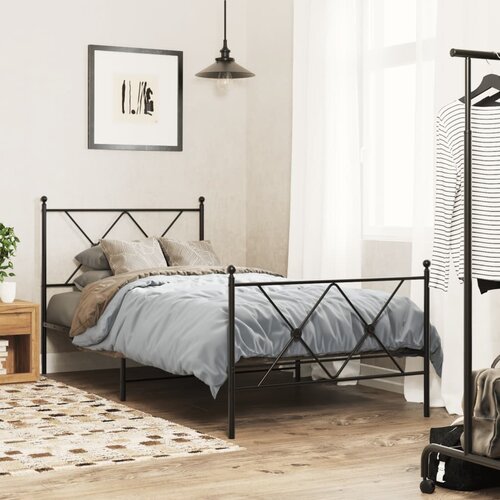 Furnova Kovinski posteljni okvir z vzglavjem in vznožjem črn 90x200 cm, (21934085) Slike