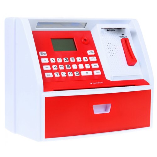  Kasica prasica u obliku bankomata s karticom za bankomat i PIN bravom - crvena Cijene