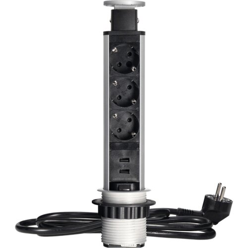 Orno Produžni kabel sa 3 x Schuko utičnice + 2 x USB, ugradbena - OR-AE-1349(GS) Cene