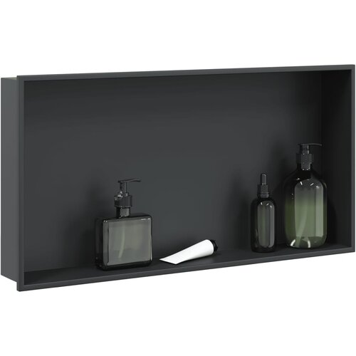 VidaXL Ni&amp;scaron;a za tu&amp;scaron; mat crna 62x32x9 cm nehrđajući čelik Slike