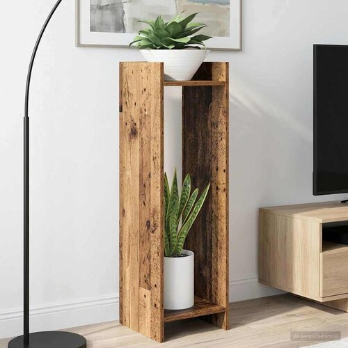  Stalak za biljke s policom 2 pcs Staro drvo 30 x 30 x 100 cm Cene