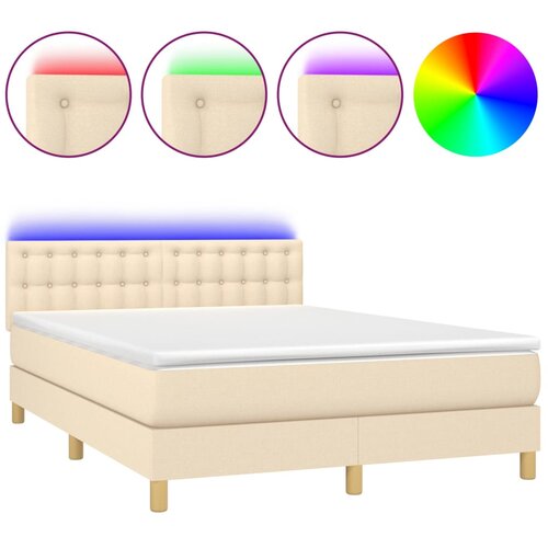 Maison Chic Box spring postelja - Vzmetna postelja z vzmetnico LED krem 140x200 cm blago SL21512, (21893071) Cene