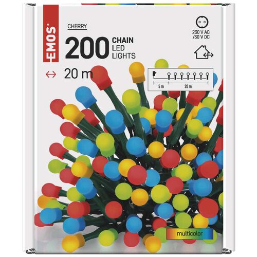 Emos led svetlosni lanac - cherry 200 led 20 m multicolor tajmer Slike