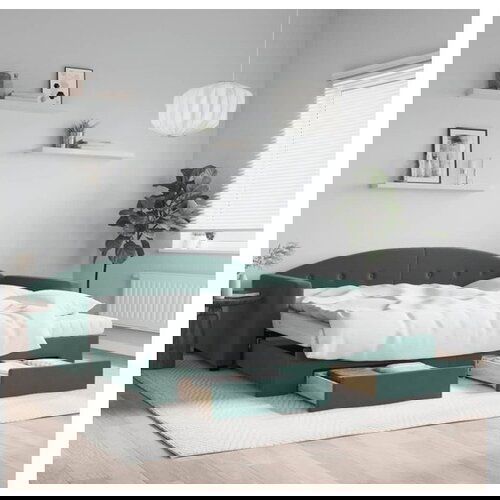 vidaXL Dnevni krevet na razvlačenje tamnozeleni 100x200 cm baršunasti Cene