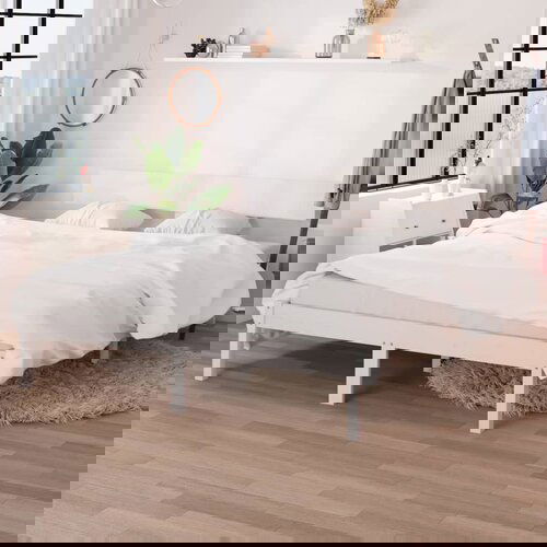 VidaXL Posteljni okvir bel iz trdne borovine 120x190cm UK Small Double Slike
