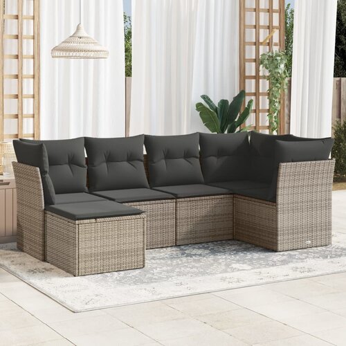 vidaXL 6-dijelni set vrtnih sofa od poliratana s jastucima sivi Cijene