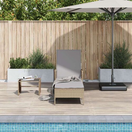 VidaXL Ležaljka na suncu Bež i svijetlosiva PE ratan 157 x 55 x 92 cm Slike