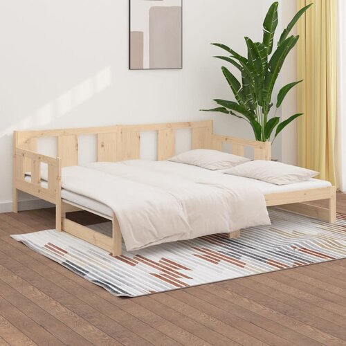  Dnevni krevet na izvlačenje masivna borovina 2x(80x200) cm Slike
