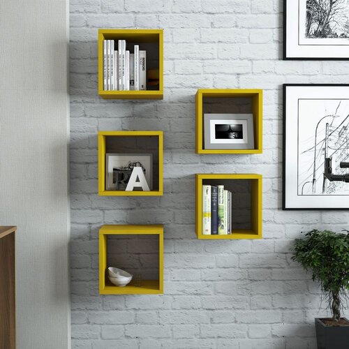 Woody Fashion Zidna polica Box Yellow Cene
