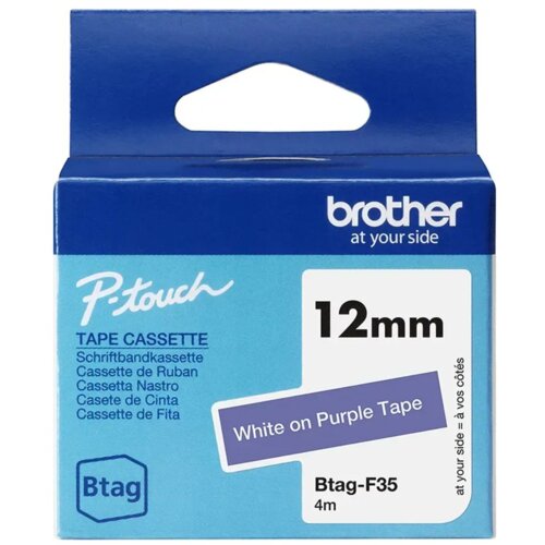 Brother BTAG-F35 traka za izradu naljepnica Bijelo na ljubičastom Slike