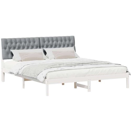 VidaXL krevetni okvir s tapiciranim uzglavljem Bijelo 180 x 200 cm Slike