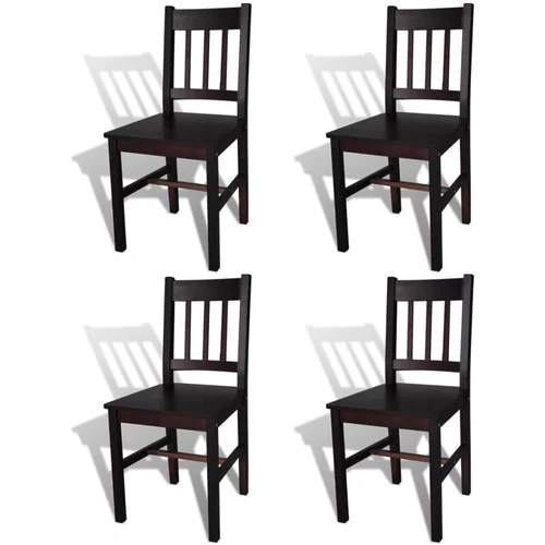  Blagovaonske stolice od borovine 4 kom tamno smeđe