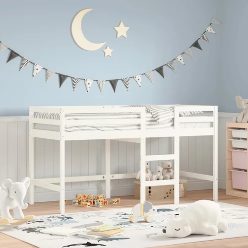  Dječji krevet na kat s ljestvama bijeli 80 x 200 cm od borovine