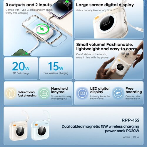 Remax Power Bank Magnetic 15W RPP-152 PD20W 10000 mAh beli Cene