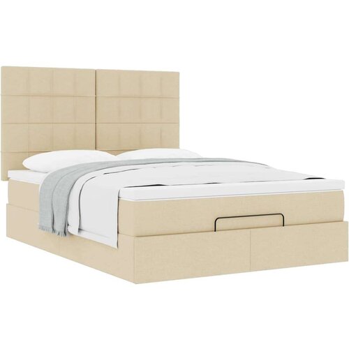  Otomanski krevet s madracem krem 140x190cm od tkanine Slike