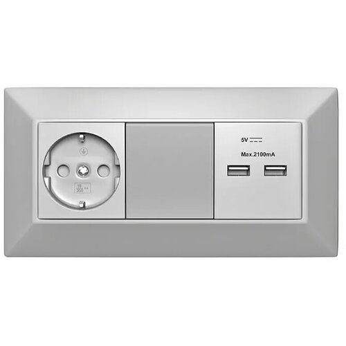 CAMARGUE ESPACIO Vtičnica s stikalom Camargue Espacio (16 A, plastika, 2 USB priključka) Slike