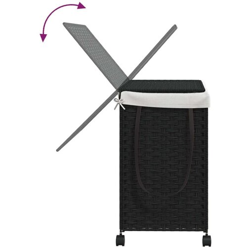 VidaXL Ko&amp;scaron;ara za rublje s kotačima crna 60 x 35 x 60 5 cm od ratana Slike