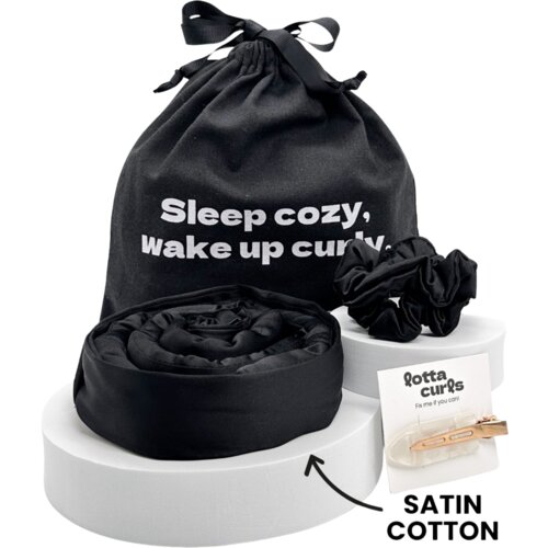 Lotta Curls Satin Cotton set s trakom za kodranje las - Black Cene