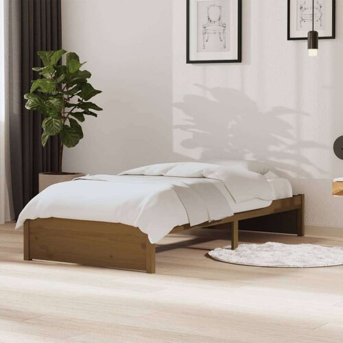  Posteljni okvir medeno rjav iz trdnega lesa 90x190 cm 3FT, (20643464) Slike