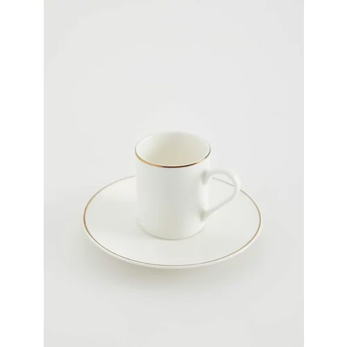 Reserved porcelanasta skodelica s krožnikom - bela