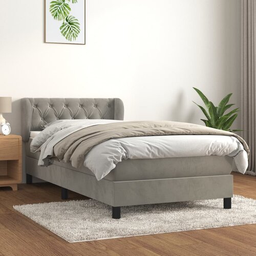 Box spring krevet s madracem svjetlosivi 80 x 200 cm bar&amp;scaron;unasti Slike