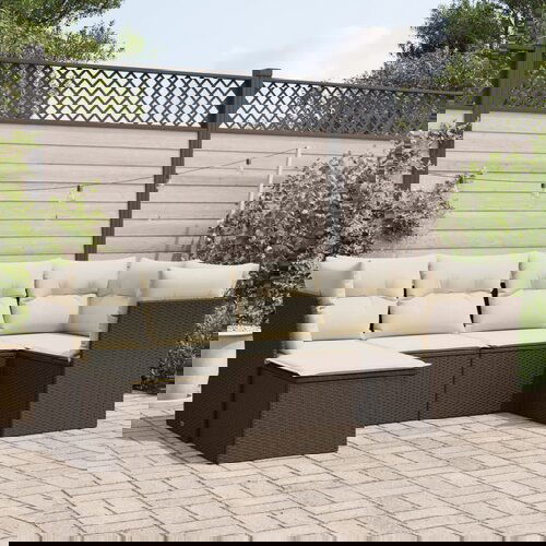  The Living Store Vrtna sedežna garnitura 6-delna z blazinami rjav poli ratan - Vrtna Sedežna Garniture, (21480328) Cene