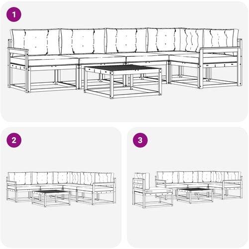  Set vanjskih sofa 6 kom. Bijela i bež Poliester Slike
