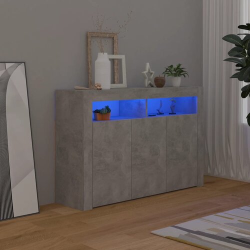 VidaXL Komoda s LED svjetlima siva boja betona 115,5 x 30 x 75 cm Slike
