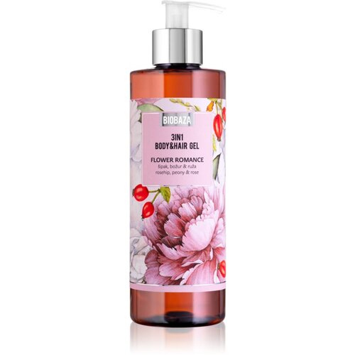 Biobaza 3in1 Body&amp;amp;Hair Gel Flower Romance &amp;scaron;ampon, balzam in gel za prhanje 3v1 400 ml Slike