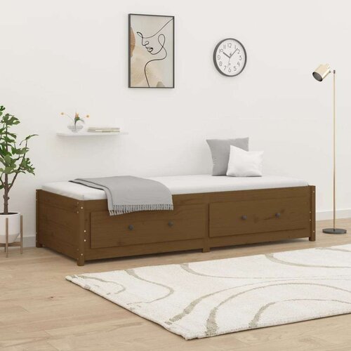  Dnevna postelja medeno rjava 90x190 cm 3FT trdna borovina, (20723471) Slike