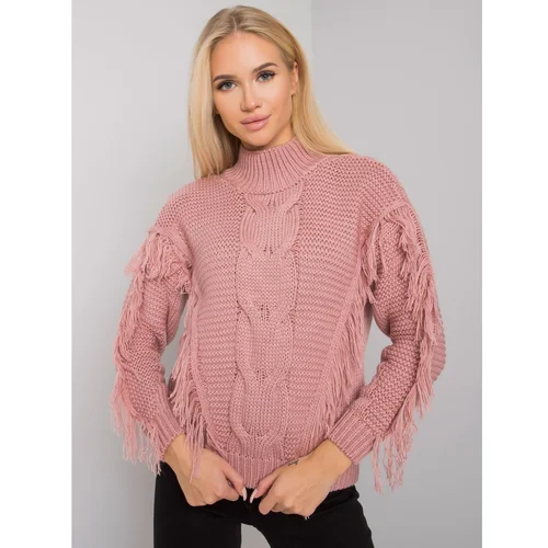 Fashion Hunters RUE PARIS Dusty pink turtleneck with fringe