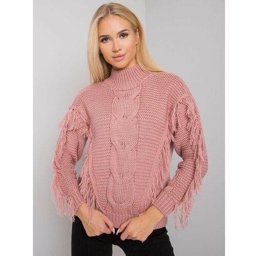 Fashion Hunters rue paris dusty pink turtleneck sweater with fringes Slike
